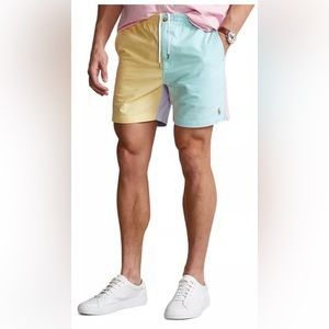 Men’s Polo Ralph Lauren 6 Inch Cotton Oxford Color Blocked Classic Fit Shorts L